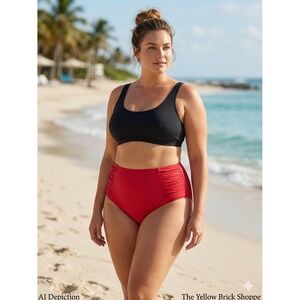 Sea Level Swim Australia High Waisted Bikini Bottoms Red Side 12 US NWT